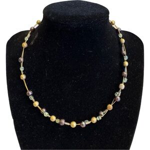 Vintage Gold Beaded Choker Necklace By Jean Andre Firenze Italy  Multi-Strand